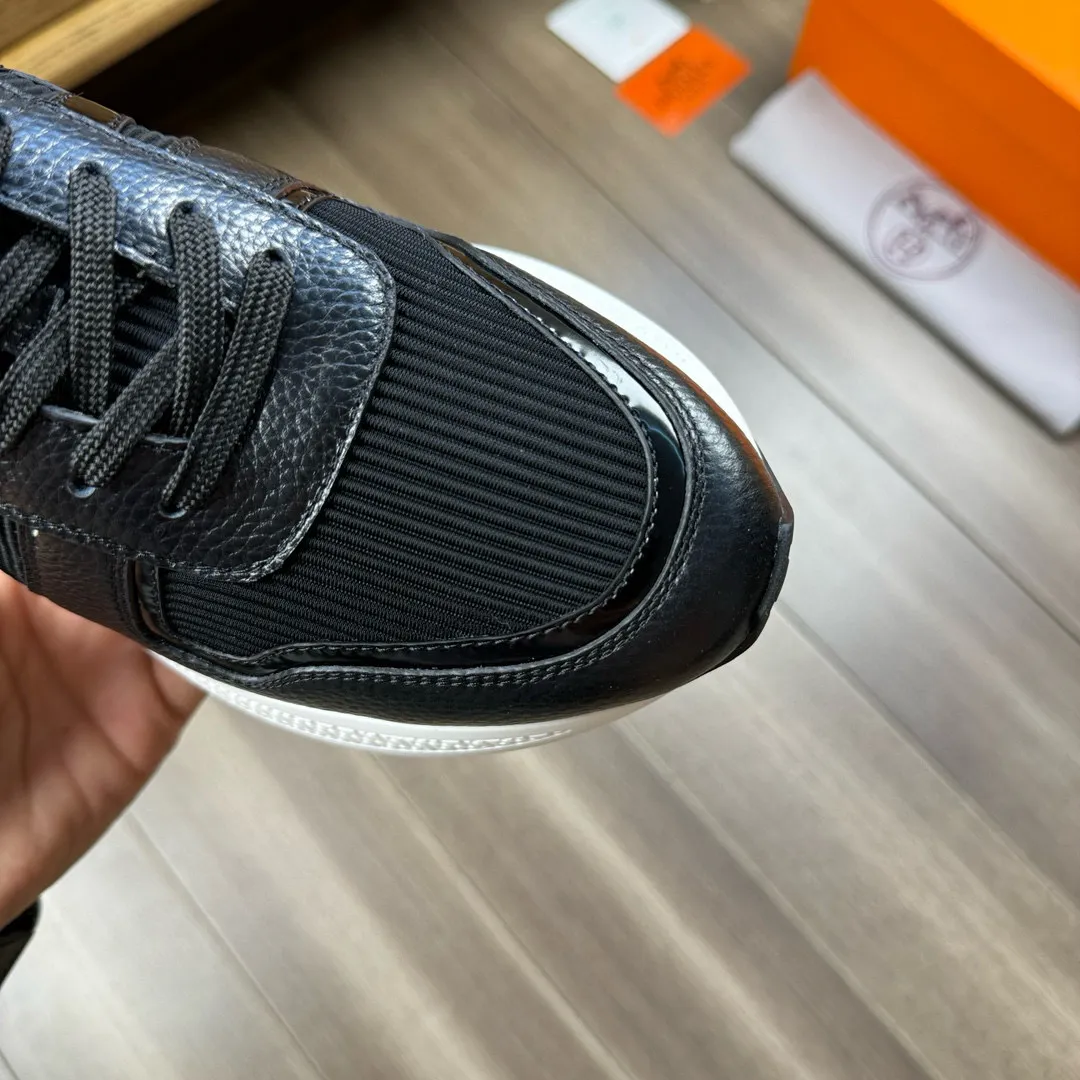 [HERMES] Hermès men's shoes 💰520💰 - High-end quality original order - Upper: 🔝 tumbled calfskin, high mercerized striped fabric, sewn brand H totem - Lining: water-dyed cowhide - Outsole: ultra-light T men's shoes 💰U foam rubber; two-color molded outsole - Super high quality control, fine workmanship: highlighted (high-end, luxury, grade) -Size :38-44, (45, customized)